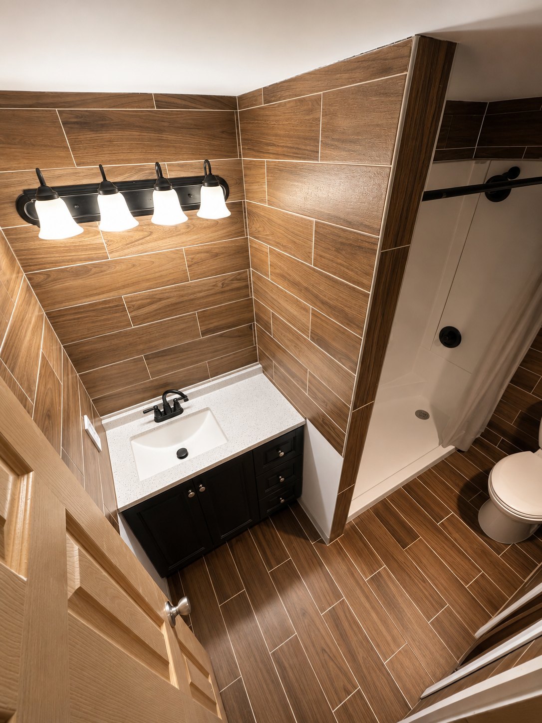 Wood-Look Tile Bathroom — completed in Tampa, FL