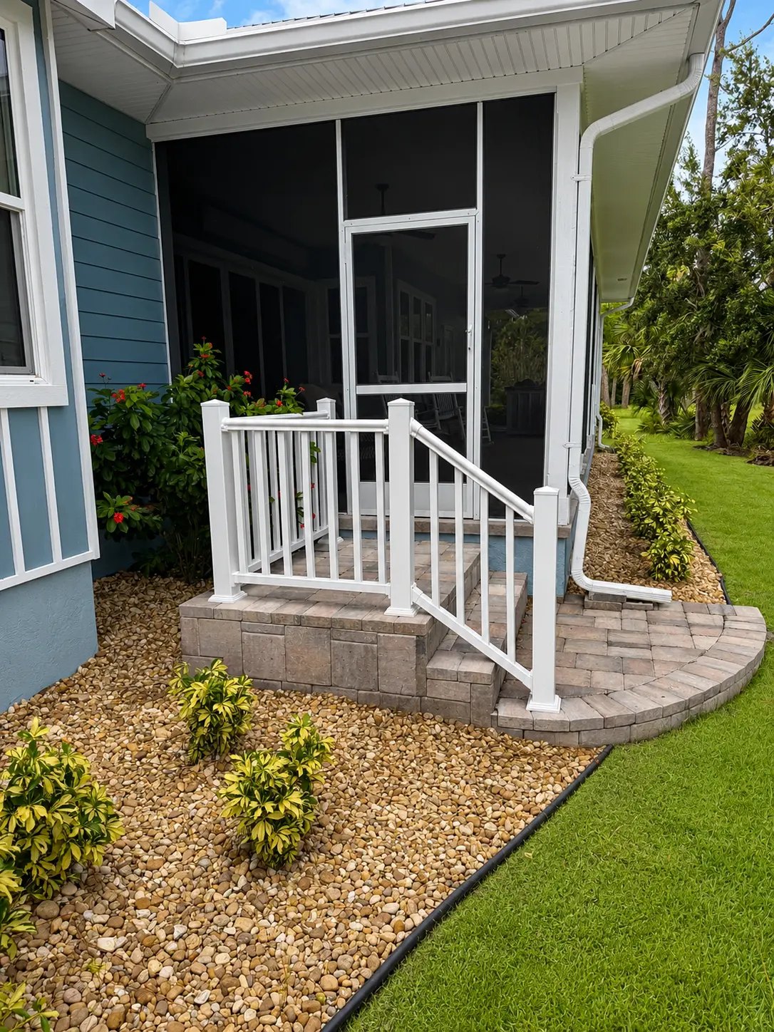 Paver Porch & Screen Entry — completed in Land O' Lakes, FL